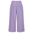 thumbnail image 4 of Pantalones de Pierna Ancha de Cintura Alta para las Mujeres de Verano Pantalones Casuales de Color Sólido, Longitud Larga con Bolsillos Laterales, 4 of 7