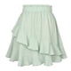 thumbnail image 5 of Minifalda con dobladillo con volantes para mujer, dobladillo Irregular de moda de verano, minifalda de cintura alta de Color puro para mujer, verde L, 5 of 7