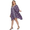 thumbnail image 4 of HDE Womens UPF 30+ Short Kaftan Cover Up Oversize Plus Size Swimsuit Shirt Dress Abstract Floral, 4 of 5