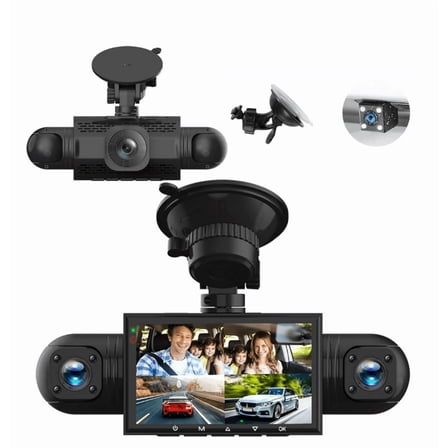 360 Degree View 4 Channel Dash Cam Front and Rear Inside Left Right, Dash Camera for Cars, 1080P Full HD 170 Degree Wide Angle Dashboard Camera, G-Sensor, Loop Recording, Night Vision