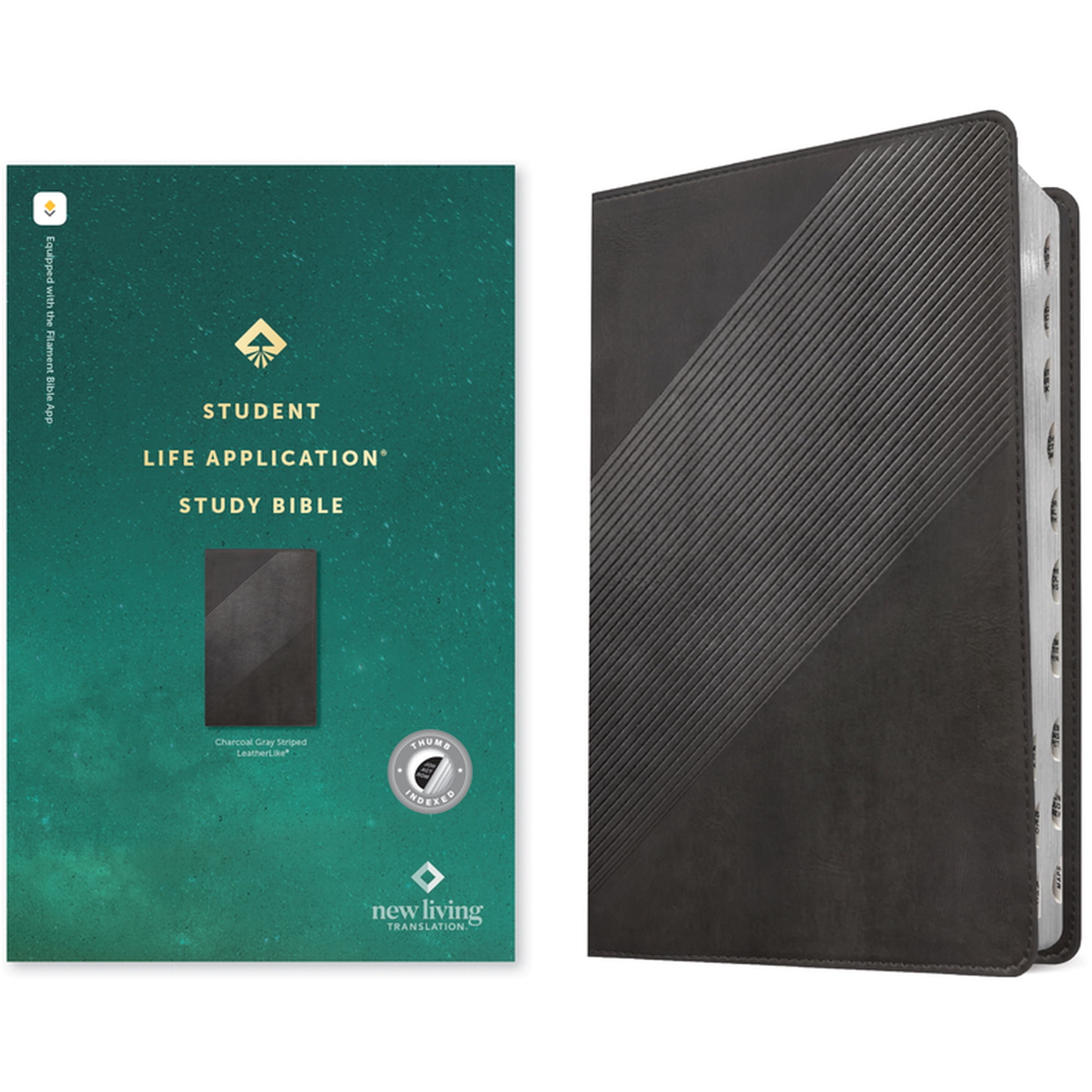 NLT Student Life Application Study Bible, Filament-Enabled Edition (LeatherLike, Charcoal Gray Striped, Indexed, Red Letter) (Hardcover)