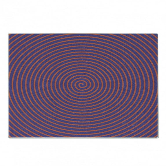 Psychedelic Cutting Board, Hypnotic Spiral Pattern Spell Theme Optic Illusion Effect Retro Illustration, Decorative Tempered Glass Cutting and Serving Board, Small Size, Violet Orange, by Ambesonne