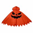 thumbnail image 3 of Arlun Halloween Pumpkin Face Capes for Kids Funny Cute Spooky Ghost Hooded Cape Boys and Girls Soft Cozy Loose Sawtooth Hem Capelet for Dress up Cosplay Party C-Orange XS, 3 of 6