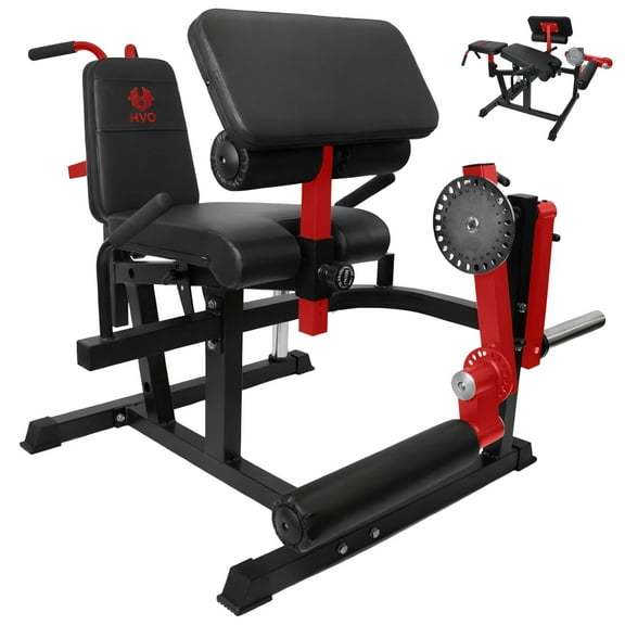 HeeH Leg Extension and Curl Machine - Leg Extension Machines for Home Gym Leg Hamstring Workout Lying Seated Adjustable Preacher Curl Pad Red