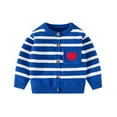 thumbnail image 3 of Godderr 9M-6 Years Boys Girls Love Stripe Sweater for Kids Baby,Fall Winter Cardigan Jacket Sweater,Crew Neck Buttons Knit Top Sweater, 3 of 5