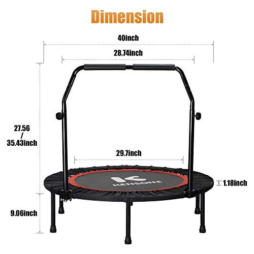 40 Foldable Mini Trampoline, Fitness Rebounder with Safety Pad for Adults  and Kids, Folding Exercise Trampoline, Recreational Jump Trampoline for  Indoor Outdoor, Max Load 330lbs 
