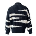 thumbnail image 5 of Herrnalise Women's Knitted Crop Tops Ladies Fashion Loose Round Neck Long Sleeve Irregular Stripe Color Blocked Sweater Top Pullover Jumper Sweaters, 5 of 5