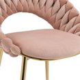 thumbnail image 6 of Accent Chairs Set of 2, Mid-Century Velvet Upholstered Dining Chairs with Curved Backrest and Golden Metal Legs, 2-Piece Single Side Chairs for Living Room, Bedroom, Kitchen and Dining Room, Pink, 6 of 7