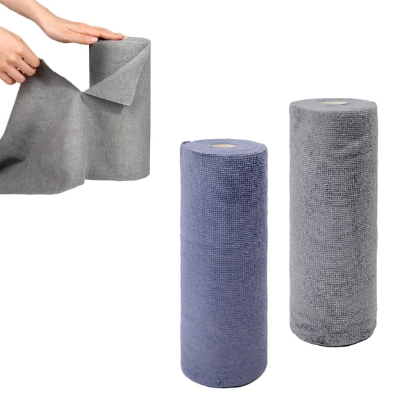 2Roll Disposable Cleaning Towels Cleaning Wipe Dish Cloths Reusable Towels,Handy Wipes Absorbent Cloth 20 Count/Roll (Blue & Gray)