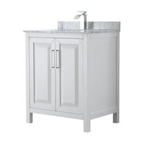 30" White Bathroom Vanity Set - Carrara Marble Countertop, Undermount Sink, No Mirror