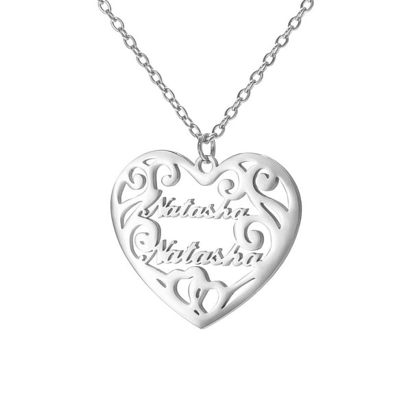 NUNCAD Custom Name Love Heart Pendant Personalized Name Heart Necklace for Women Valentine's Day Gift Gold/Silver/Rose Gold