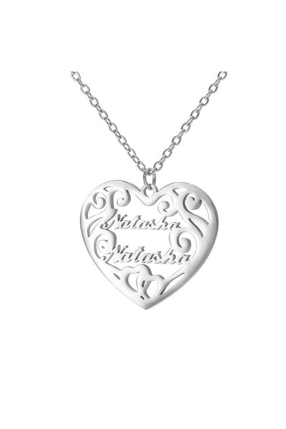 Custom Name Love Heart Pendant Personalized Name Heart Necklace for Women Valentine's Day Gift Gold/Silver/Rose Gold