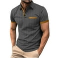 thumbnail image 2 of Jjayotai Mens George Polo Shirts, Men's Summer New Casual Shirt with Chest Pocket,Short Sleeve Lapel Button Up Color Block Top, Classic Tees for Men, 2 of 7