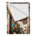 thumbnail image 2 of Ambesonne Rustic Fleece Throw Blanket Grunge Ethnic Vases Objects 50"x70" Pale Brown Teal Cinnamon, 2 of 5