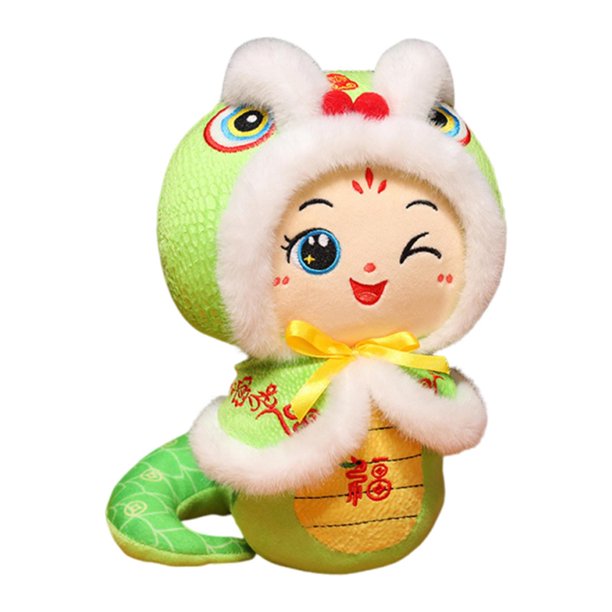 2024 Juguete de peluche de serpiente china, juguete con figura de serpiente, linda decoración, cómoda muñeca de serpiente de peluche para recuerdo de Verde