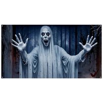 GiLiling 7x16 Ft Giant Glowing Halloween Garage Door Cover​​ | Outdoor Scary Night Display with High-Visibility Effects for Neighborhood Halloween Atmosphere Creation