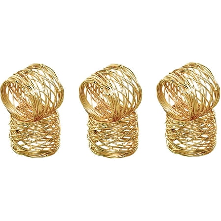 

Napkin Rings Set of 6 Mesh Napkin Holders Napkin Rings Bulk for Party Decoration Dinning Table Everyday Family Gatherings - A Great Tabletop Décor - Gold