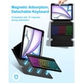thumbnail image 5 of 7 Rainbow Backlight Rechargeable Detachable Keyboard Kit with Silent Mouse, 360 Swivel Magnetic Stand Case & Pencil Holder for iPad Air 4/5/6/7 10.9/11 M Series，Black, 5 of 11
