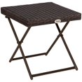 thumbnail image 1 of Brown PE Rattan Patio Coffee Table - Folding Outdoor Side Table for Garden, Balcony & Poolside - 15.75"x15.75"x15.75", 1 of 7