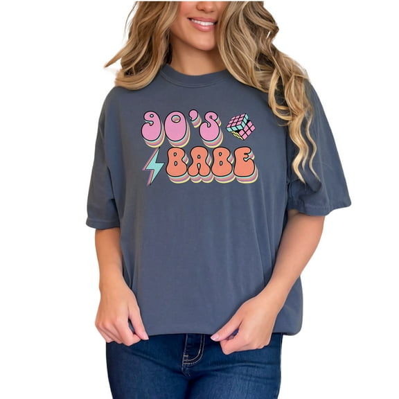90s Babe T-Shirt, Retro 90s Graphic Tee, Vintage Style Shirt, Colorful 90s Theme, Fun Retro Print, 90s Fashion, Nostalgic T-Shirt, Denim Comfort Colors T-Shirt, Small