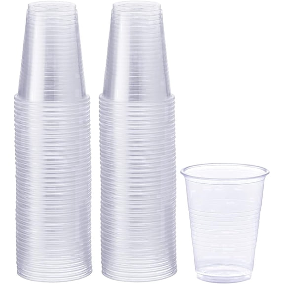 GUSTO 7 Oz Plastic Cups Disposable Clear Cups for Party, 100-Pack