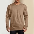 thumbnail image 2 of Long Sleeve T Shirt Men Dqueduo Men's Solid Color Long Sleeve Casual Round Neck T-Shirt, Sizes S-XXXL Khaki S, 2 of 8