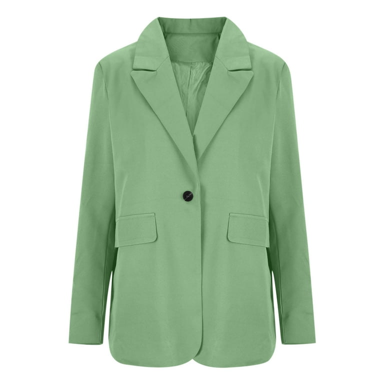 Ayolanni Open Front Woman Blazer and Jacket Fitted Green Work Dress Button Business Casual Blazers Woman Jacket Blazer L