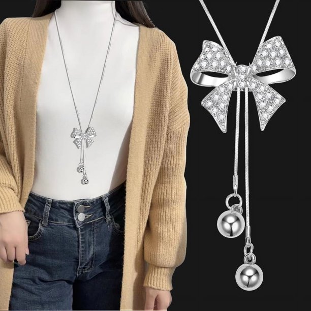 Collar de cadena de suéter de payaso de cristal para mujer, estilo coreano, con cadena de suéter para ropa, colgante de borla larga