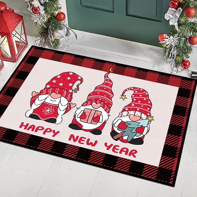 Alfombrilla de Papá Noel para el suelo, decorativa para las fiestas navideñas, para la entrada al hogar, resistente al desgaste