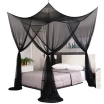 Gothic Bed Canopy Curtains for King Queen Full Beds, Mosquito Net Drapes for Porch Camping Wedding Cake Cover, Black Halloween Room Decor