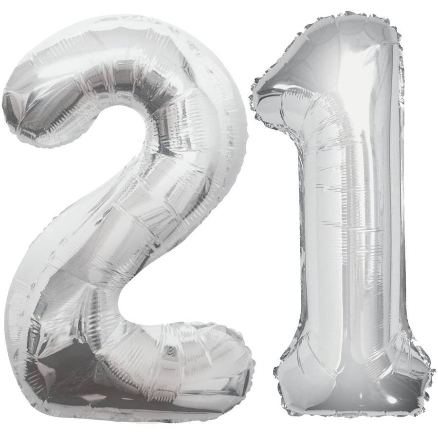 Jumbo Silver Foil Balloons, 21 - Walmart.com - Walmart.com