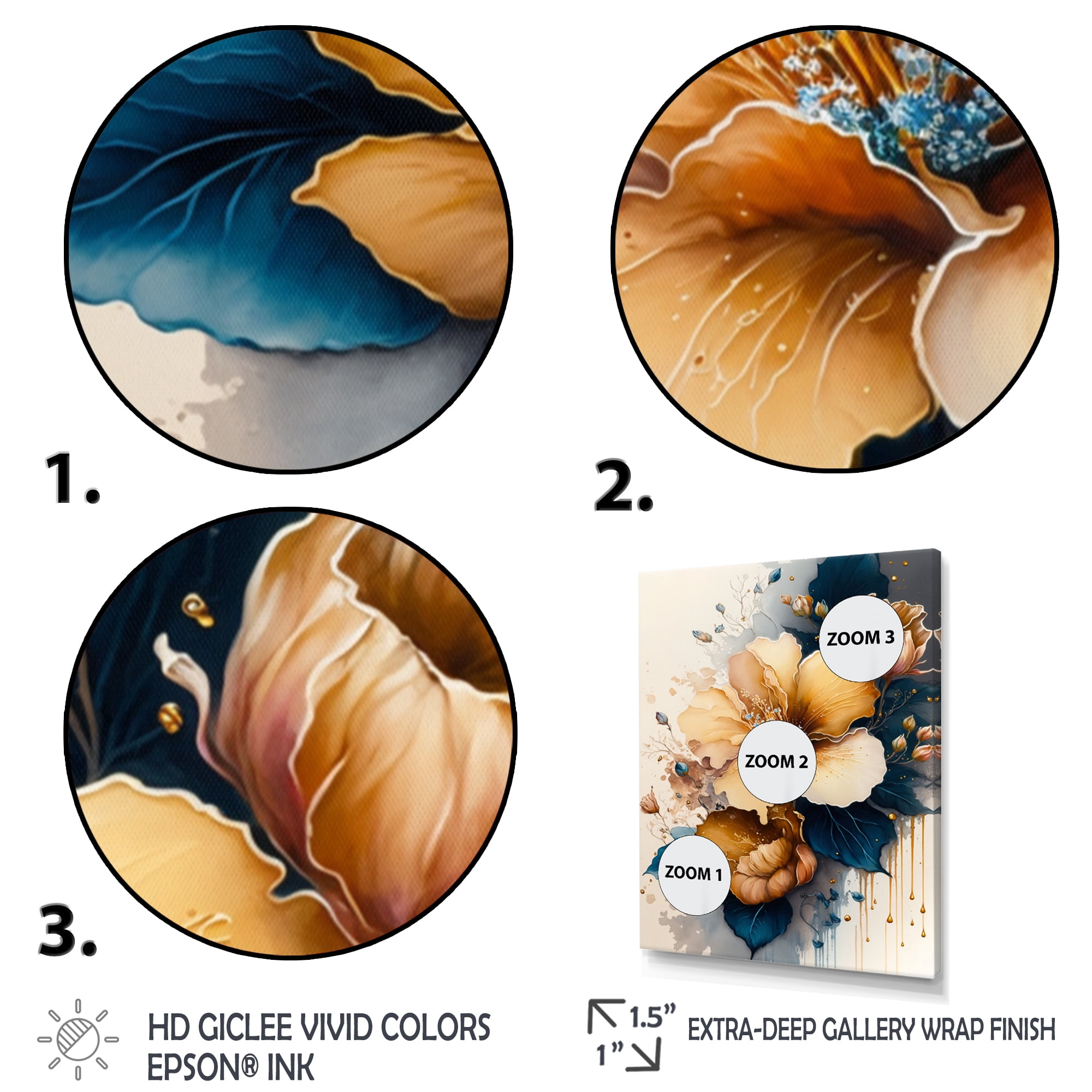 Designart Orange And Blue Hibiscus Bunch II Canvas Wall Art