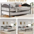 thumbnail image 4 of Daybed with Trundle, Metal Twin Bed Frame with Pop Up Foldable Trundle Bed, Sofa Bed Frame with Stylish Headboard, Heavy Duty Steel Slats Platform for Living Room, Bedroom and Guest Room, Black, 4 of 7