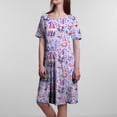 thumbnail image 6 of Minjewel Women's Easter Print Dress, Round Neck Short Sleeve Casual Midi Dress, Loose Fit Floral Spring Church Dress, Garden Party, Brunch Outfit,Purple L, 6 of 8