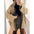 thumbnail image 6 of Women'S Winter Coats Long Sleeve Button Up Fuzzy Fleece Jackets Outerwear Fall Fashion Clothes Khaki S, 6 of 9