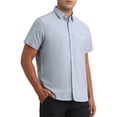thumbnail image 4 of CAMISAS DE VESTIR PARA HOMBRE SÓLIDAS CORTAS DE ALGODÓN AJUSTE REGULAR CON BOTONES CAMISA OXFORD FORMAL M GRIS, 4 of 4