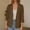 *Brown, variant on ClodeEU Women's Lapel 3/4 Sleeve Button Blazer,Lightweight Casual Loose Jacket with Pocket Army Green,Women's Plus L