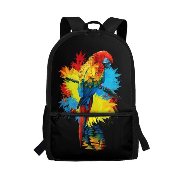 Uourmeti Parrot Splash School Backpack, Durable Fashionable Backpack 17 Inch Smooth Zipper Student Bookbag for Travel Daily Use