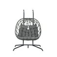 thumbnail image 7 of Oversized 2 Person Egg Chair, Outdoor Garden Large Wicker Egg Basket Lounge Chair with Stand and Cushions for 2, Patio Chaise Basket Egg Chair for Patio Balcony Garden, 7 of 7