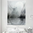 thumbnail image 1 of Moon Tapestry, Misty Air in the Ocean Monochrome Picture with Full Moon Natural Imagery, Wall Hanging for Bedroom Living Room Dorm Decor, 60W X 80L Inches, Black Pale Grey White, by Ambesonne, 1 of 2