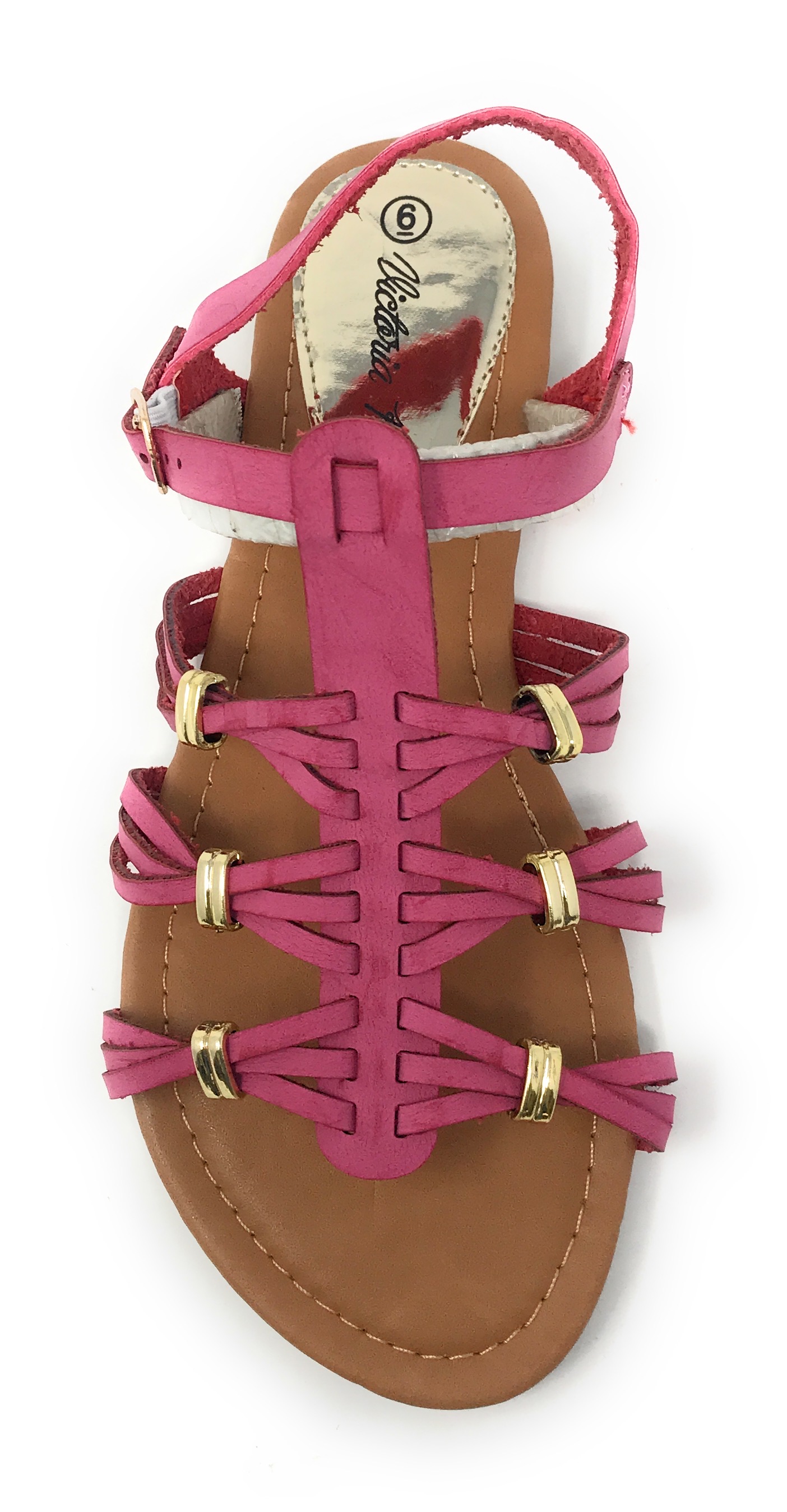 Victoria K Women's Gladiator Multi Braid With Gold Trim Sandals