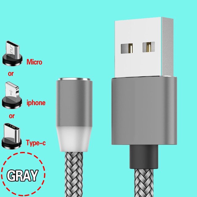 Cable Usb Magnético Tipo C Led 2.4a cable De carga rápida De datos Para Samsung Motorola Android Iphone