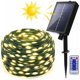 thumbnail image 1 of Guirnalda de luz solar para exteriores, guirnalda solar para exteriores de 22 m y 200 LED. USB + control remoto + 8 modos + IP65 resistente al agua, adecuada para jardín, terraza, boda, fiesta, Navid, 1 of 5