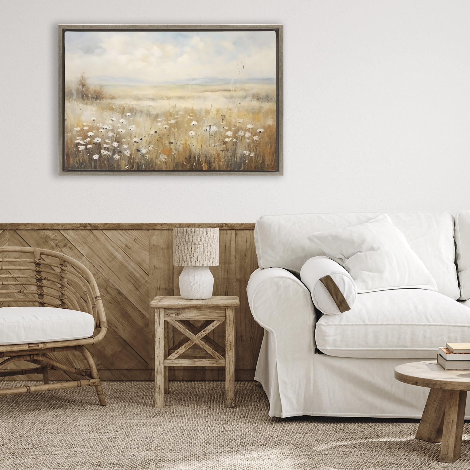 Stupell Industries Neutral Land Calmness Brown Framed Floater Canvas Wall Art, design by Creative Studio