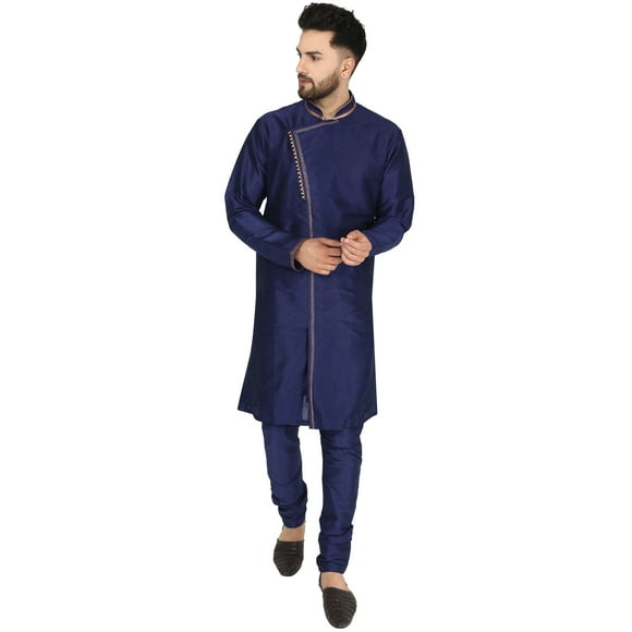 SKAVIJ Kurta Pajama Set for Men Indian Ethnic Wedding party Dress Blue XL