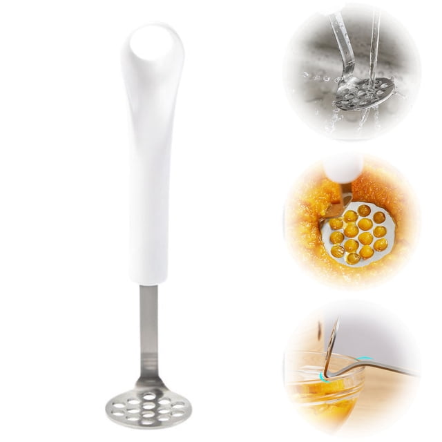 Potato Masher, Stainless Steel Kitchen Tool, Ergonomic Handle, Efficient Food Press for Smooth Mashed Potatoes, Guacamole, Applesauce, Versatile Utensil, Easy to Clean, Rust Resistant