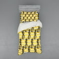 thumbnail image 2 of Ambesonne Grunge Bedding Set 4 Pcs, Retro Striped Vintage, Queen, Black and Earth Yellow, 2 of 3