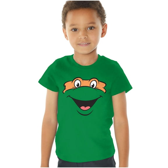 Teenage Mutant Ninja Turtles Michaelangelo Smile Kids T Shirt (3) for Toddler Boys and Girls, Kelly Green