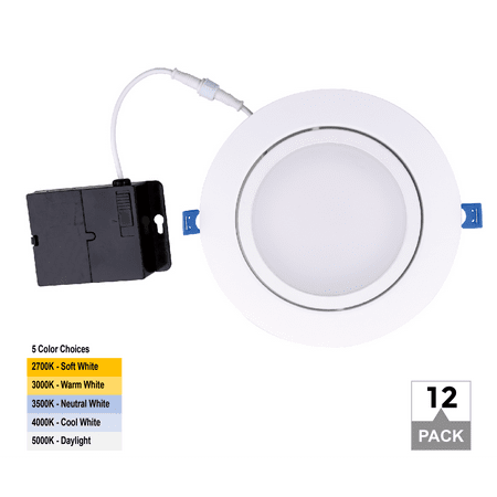 

Green Watt 12 Watt (75 watt equiv) 4-in Recessed Downlight 5 CCT switchable 90 CRI 750 lumen 12-Pack