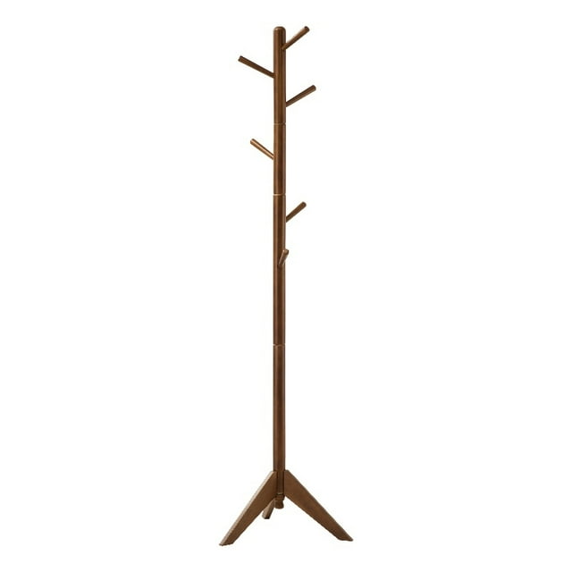 Coaster Modern Wood Coat Rack with 6 Hooks Staggered in Walnut